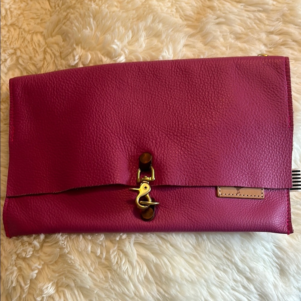 Pink Leather Clutch